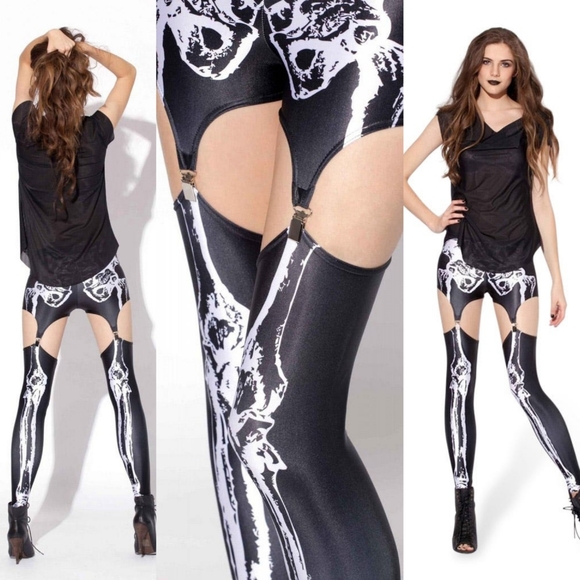 Blackmilk Pants - Rare Blackmilk Leg Bones Suspenders M